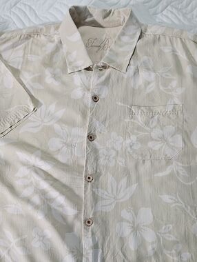 Tommy Bahama Beige Floral Camp Shirt